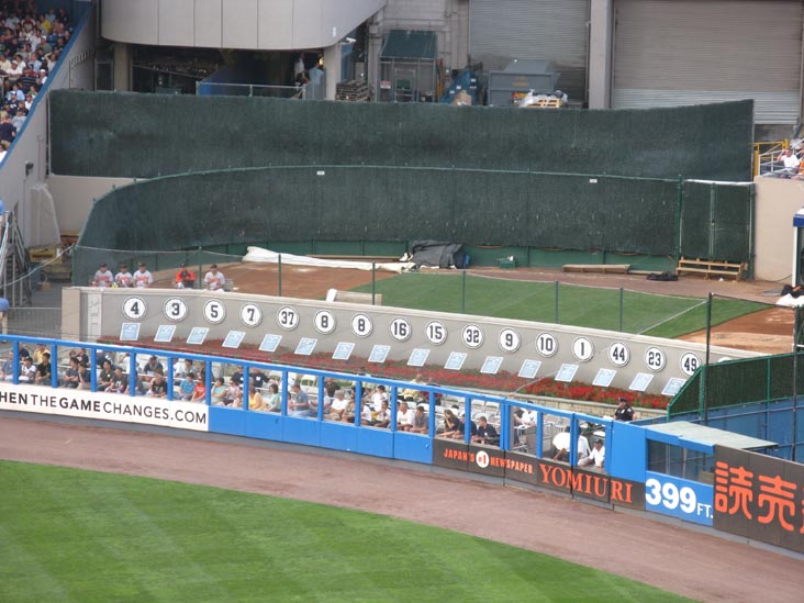 Monument Park From Tier Reserved Section 29, New York Yankees vs. Baltimore Orioles, Yankee Stadium, The Bronx, July 28, 2008