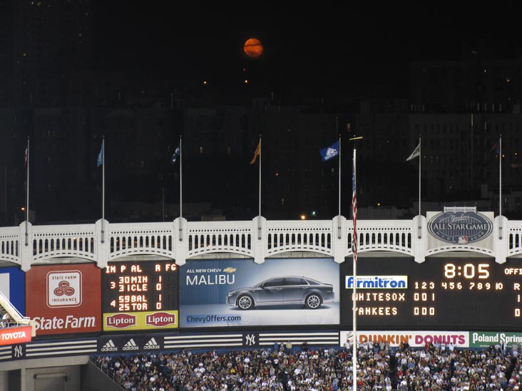Moon Rising Over Frieze From Tier Reserved Section 1, New York Yankees vs. Chicago White Sox, Yankee Stadium, The Bronx, September 17, 2008