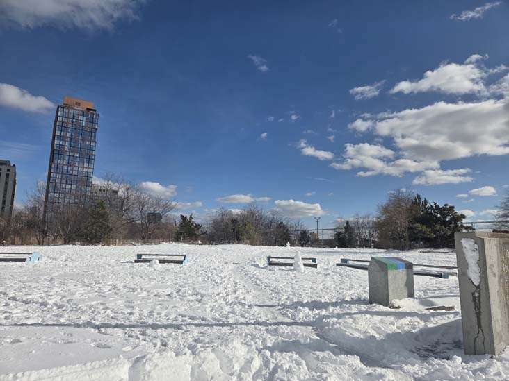 Picnic Tables, Liberty Lawn, Pier 6, Brooklyn Bridge Park, Brooklyn, February 24, 2026
