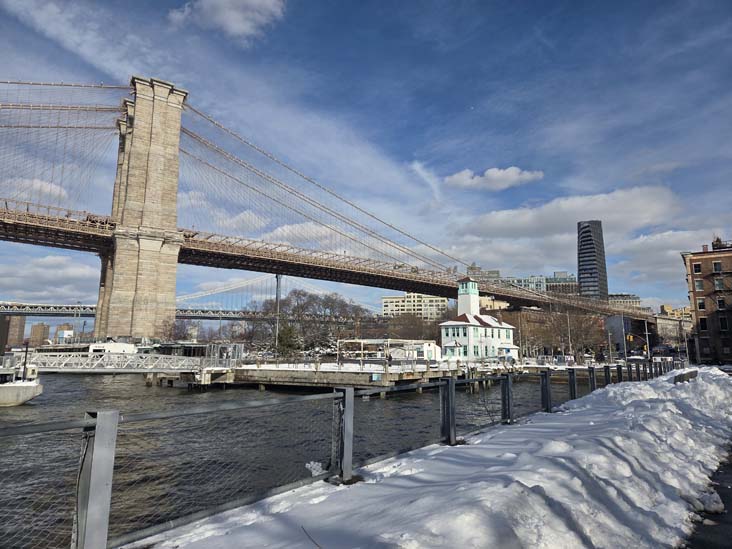 View Toward Fulton Ferry Landing and Brooklyn Bridge From Pier 1, Brooklyn Bridge Park, Brooklyn, February 24, 2026