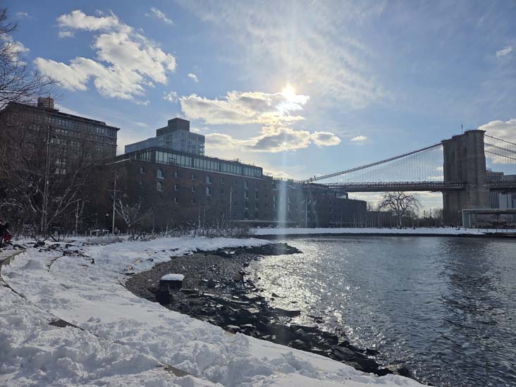 View Toward Empire Stores From Pebble Beach, Main Street, Brooklyn Bridge Park, Brooklyn, February 24, 2026