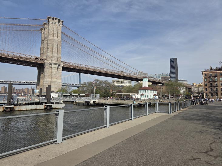 View Toward Fulton Ferry Landing and Brooklyn Bridge From Pier 1, Brooklyn Bridge Park, Brooklyn, April 16, 2026
