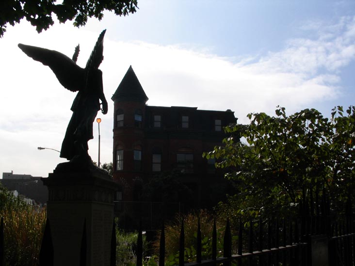 Victory with Peace Statue, Freedom Square, Cook Mansion in Distance, Bushwick, Brooklyn