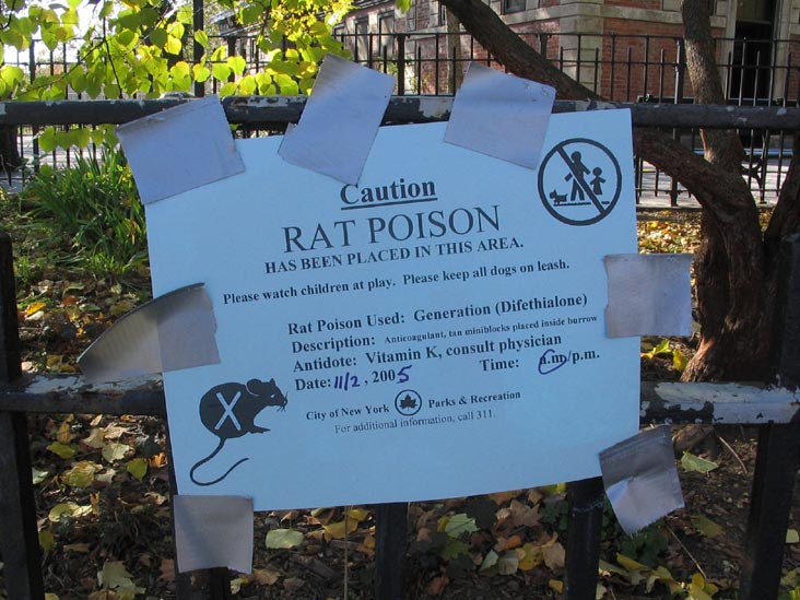 Rat Poison Notice, Carroll Park, Carroll Gardens, Brooklyn