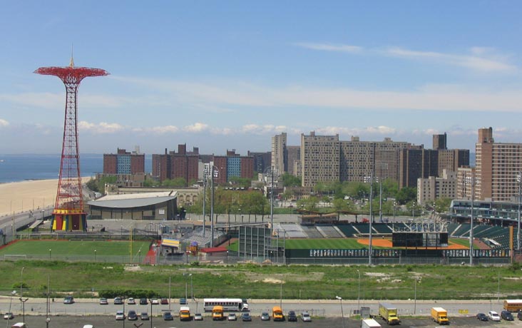 Parachute Jump and Keyspan Baseball Park, as seen from the Wonder Wheel, Coney Island, Brooklyn, May 20, 2004