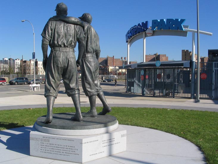 Jackie Robinson and Pee Wee Reese Monument, KeySpan Park, 1904 Surf Avenue, Coney Island, Brooklyn, November 18, 2005