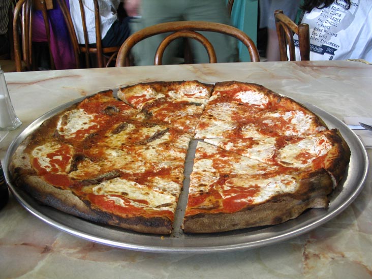 Half Anchovy-Half Cheese Pizza, Totonno's, 1524 Neptune Avenue, Coney Island, Brooklyn