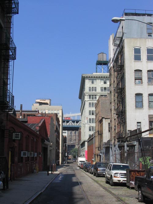 Plymouth Street Looking West between Bridge and Jay Streets, DUMBO, Brooklyn