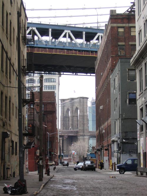 Plymouth Street, Looking West between Jay and Pearl Streets, DUMBO, Brooklyn
