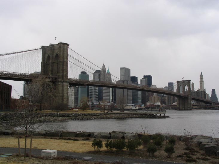 Brooklyn Bridge, Brooklyn Bridge Park, Fulton Ferry Waterfront, Brooklyn, February 21, 2004