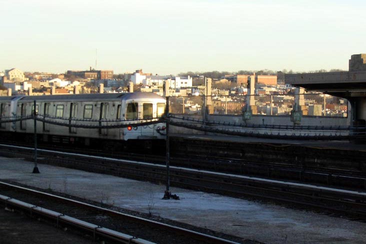 Train Leaving Smith-9th Street Station, Gowanus, Brooklyn, South Park Slope in Background
