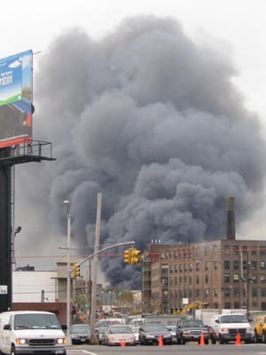 Greenpoint Terminal Market Fire From Vernon Boulevard, Hunters Point Queens, May 3, 2006
