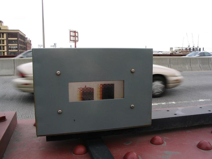 Premonition: Maspeth Holders Memorial Viewing Box, Pulaski Bridge, Greenpoint, Brooklyn, March 2004