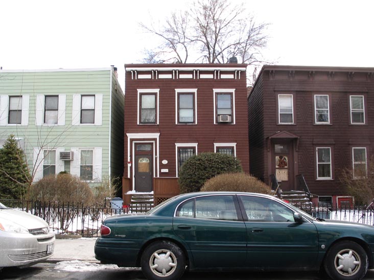 1860s-era Wooden-Frame Houses, 106-110 Oak Street, Greenpoint, Brooklyn, March 10, 2005