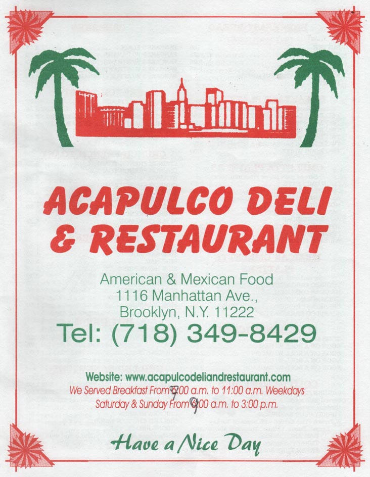 Acapulco Deli & Restaurant, 1116 Manhattan Avenue, Greenpoint
