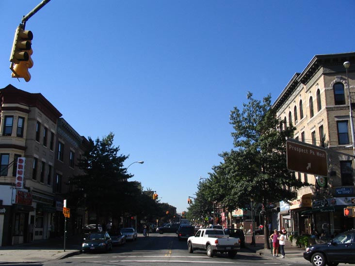 Looking South Down Prospect Park West from Bartel-Pritchard Square, Park Slope, Brooklyn