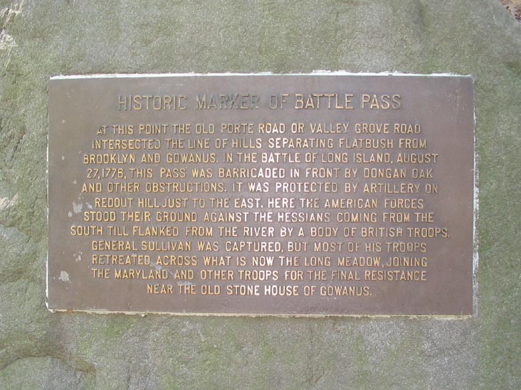 Historic Marker of Battle Pass, Prospect Park, Brooklyn