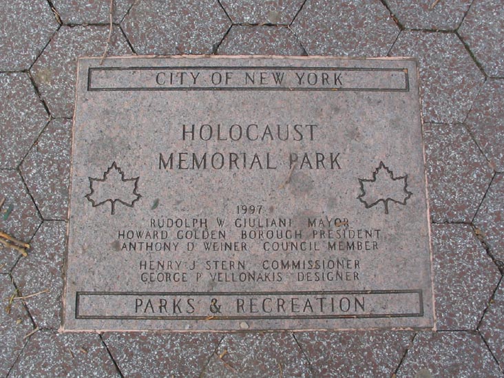Granite Marker, Holocaust Memorial Park, Sheepshead Bay, Brooklyn