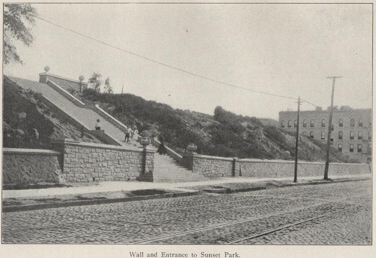 Wall and Entrance to Sunset Park, 1910 Parks Department Annual Report