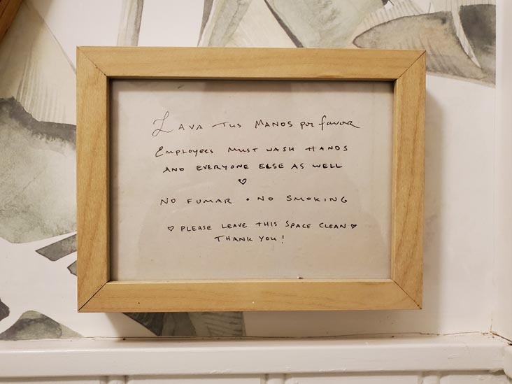 Employees Must Wash Hands, Cena, 601 Greenwood Avenue, Windsor Terrace, Brooklyn, November 1, 2020