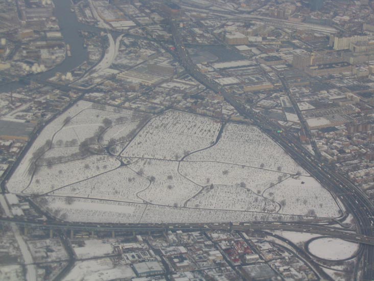 Landing at LaGuardia: Calvary Cemetery, Queens From the Air