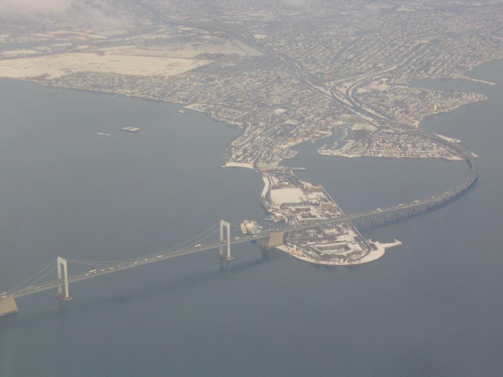 Landing at LaGuardia: Throgs Neck Bridge From the Air