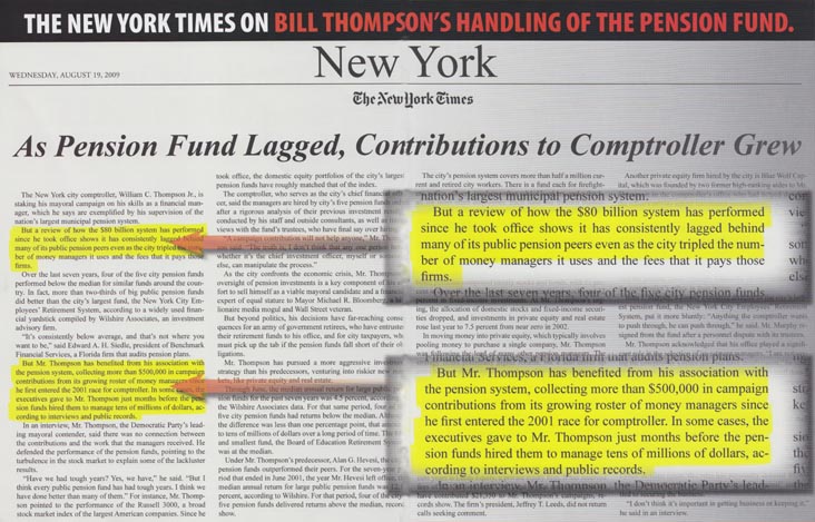 Bloomberg For Mayor 2009 Thompson Pension Fund Performance Campaign Literature