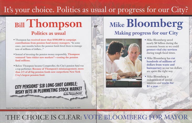 Bloomberg For Mayor 2009 Strong Leadership Campaign Literature