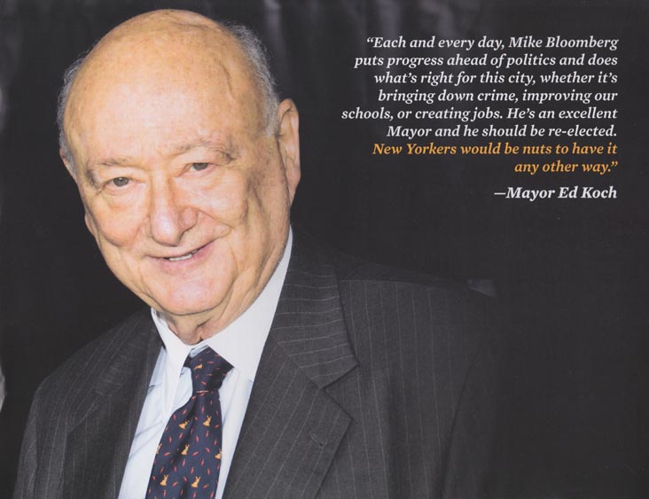 Bloomberg For Mayor 2009 Ed Koch Endorsement Campaign Literature