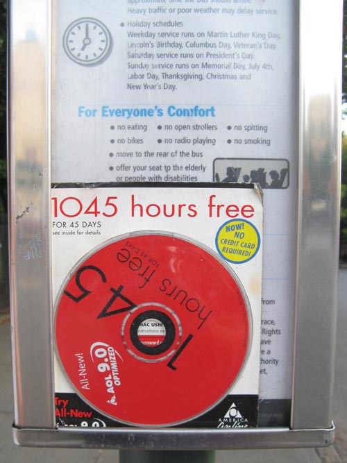 1045 Hours Free AOL 9.0 Starter Disk, Bedford Avenue and Nassau Avenue, Greenpoint, Brooklyn, July 12, 2009