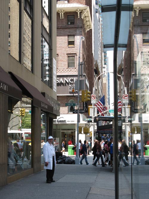 Manhattan Chiropractic Health Services Postcard Pitchman, 57th Street and Lexington Avenue, SE Corner, Midtown Manhattan, July 10, 2009