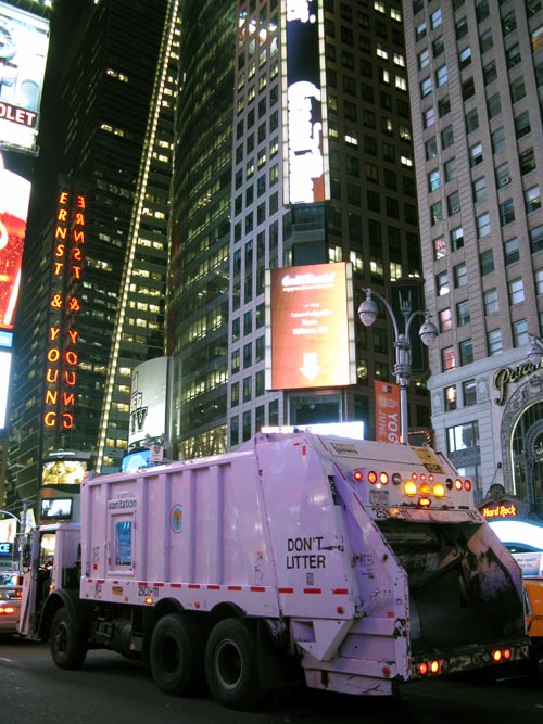 Sanitation Trash Truck, Times Square, Midtown Manhattan, May 30, 2008