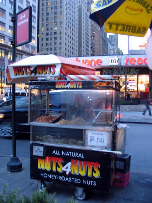 Nuts 4 Nuts Cart Outside Penn Station, 33rd Street and Eighth Avenue, Midtown Manhattan, April 9, 2008