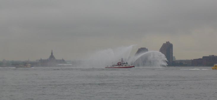 Fireboat Escorting Ships into New York Harbor