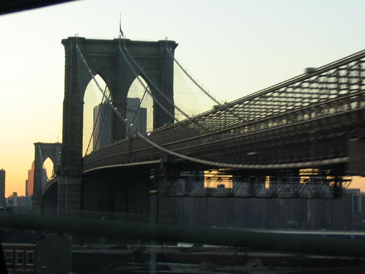 Driving Down the Brooklyn-Queens Expressway at Dusk: Brooklyn Bridge
