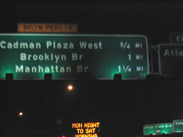 Approaching Cadman Plaza, Brooklyn-Queens Expressway, July 19, 2004