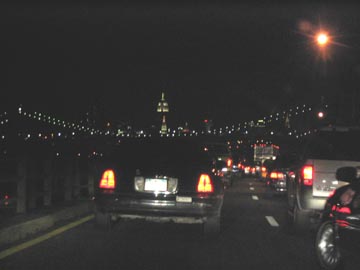 View towards the Brooklyn Bridge, Brooklyn-Queens Expressway, July 19, 2004