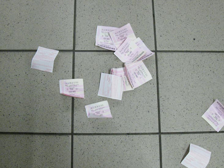 Numbers Lottery Slips, Downtown ACE Platform, 42nd Street-Times Square Subway Station, May 1, 2010