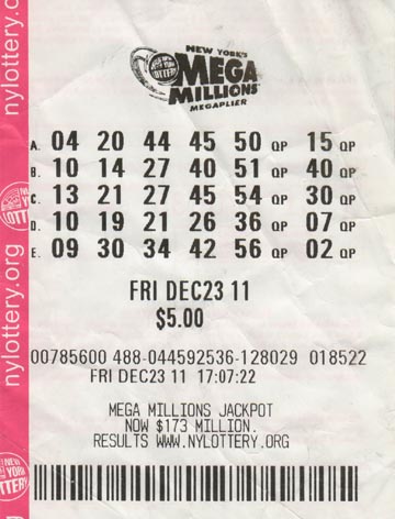 New York's Mega Millions Lottery Ticket, December 23, 2011