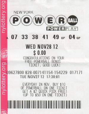 New York Powerball Lottery Ticket, November 28, 2012