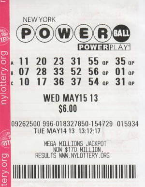 New York Powerball Lottery Ticket, May 15, 2013