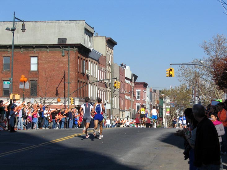Elite Men Runners, New York City Marathon, Vernon Boulevard at 48th Avenue, Hunters Point, Long Island City, Queens, November 7, 2004