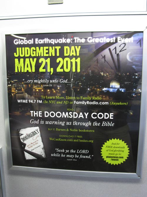 May 21, 2011 Doomsday Subway Ad, Queens-Bound N Train, May 22, 2011