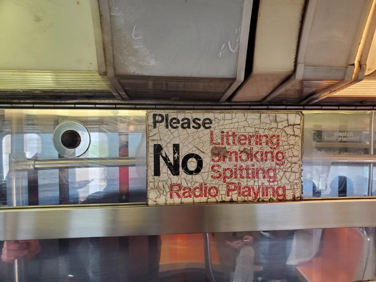 No Littering, Smoking, Spitting, Radio Playing, N Train, New York City, April 12, 2022