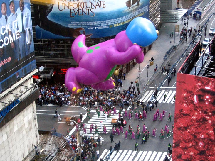 Barney Balloon, Macy's Thanksgiving Day Parade, Times Square, Midtown Manhattan, November 25, 2004