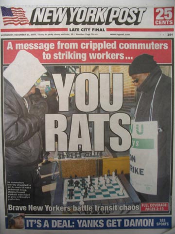 New York Post Cover, December 21, 2005