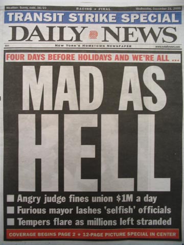 Daily News Cover, December 21, 2005