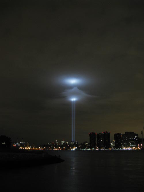 Tribute in Light from Hunters Point, Long Island City, Queens, September 12, 2008