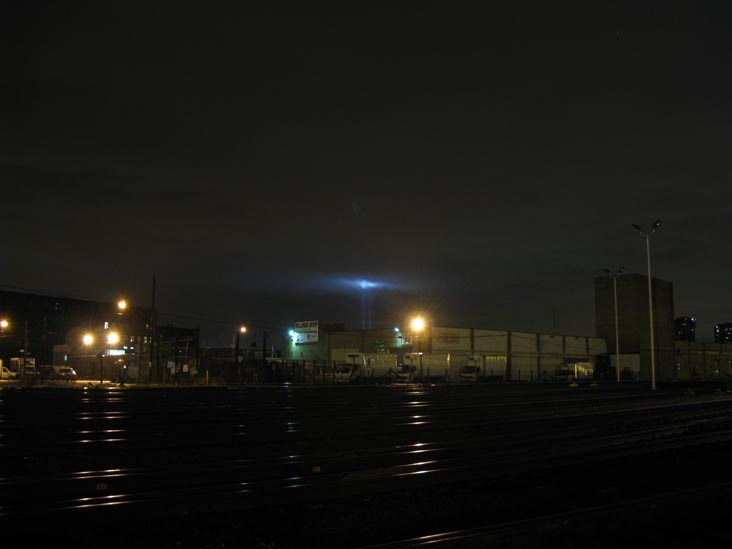 Tribute in Light from Borden Avenue and Vernon Boulevard, Hunters Point, Long Island City, Queens, September 12, 2009