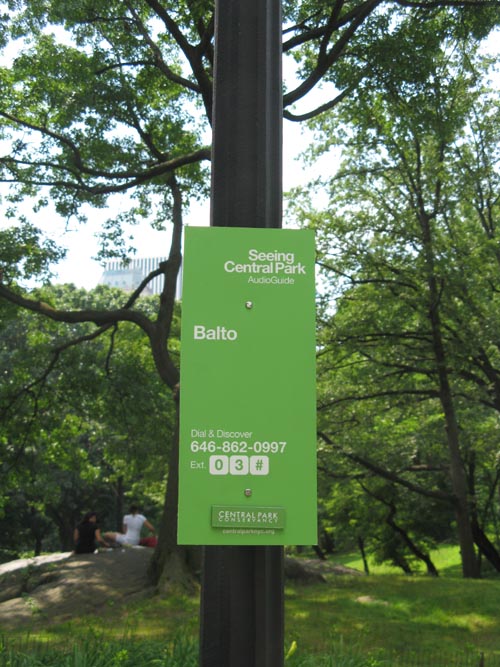 Seeing Central Park Audio Guide Balto Dial & Discover Sign, Central Park, Manhattan, July 7, 2009